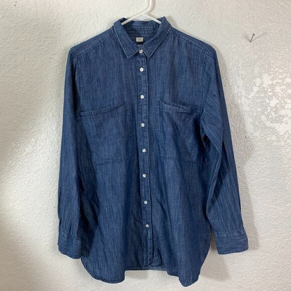 Loft "The Softened "L/S Chambray Button Front Shirt - Picture 1 of 9